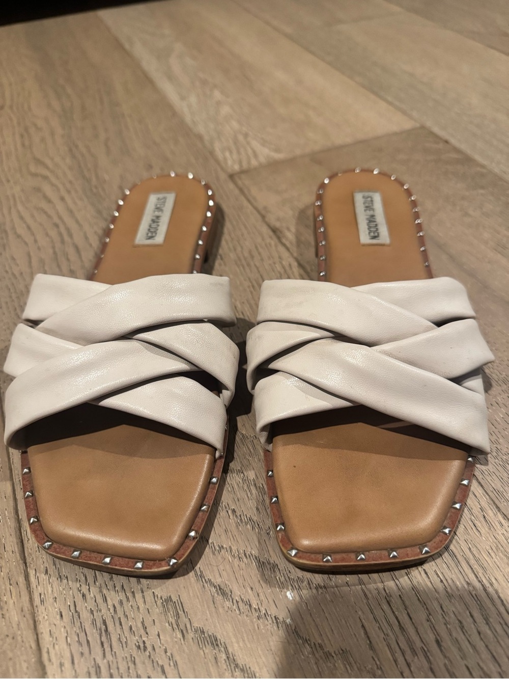 Steve Madden Trial Slide Sandals in Bone